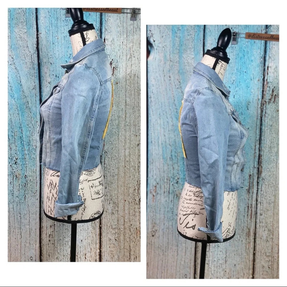 CI SONO Route 66 Cropped Embroidered Jean Jacket - Picture 4 of 12